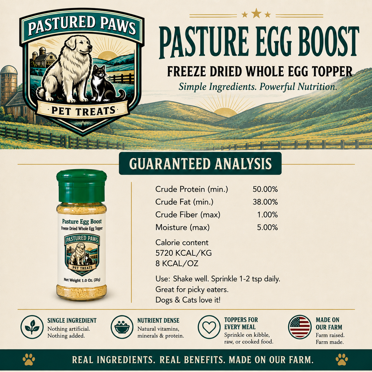 Freeze-Dried Pasture Egg Boost for Dogs & Cats