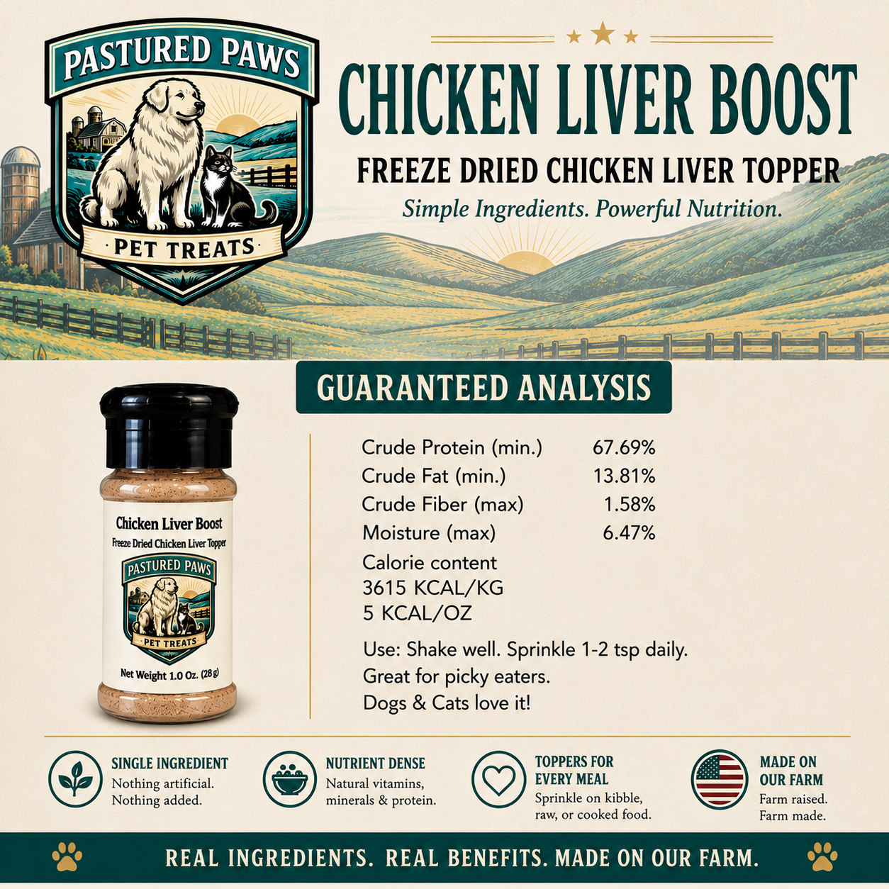 Freeze-Dried Chicken Liver Topper for Dogs & Cats