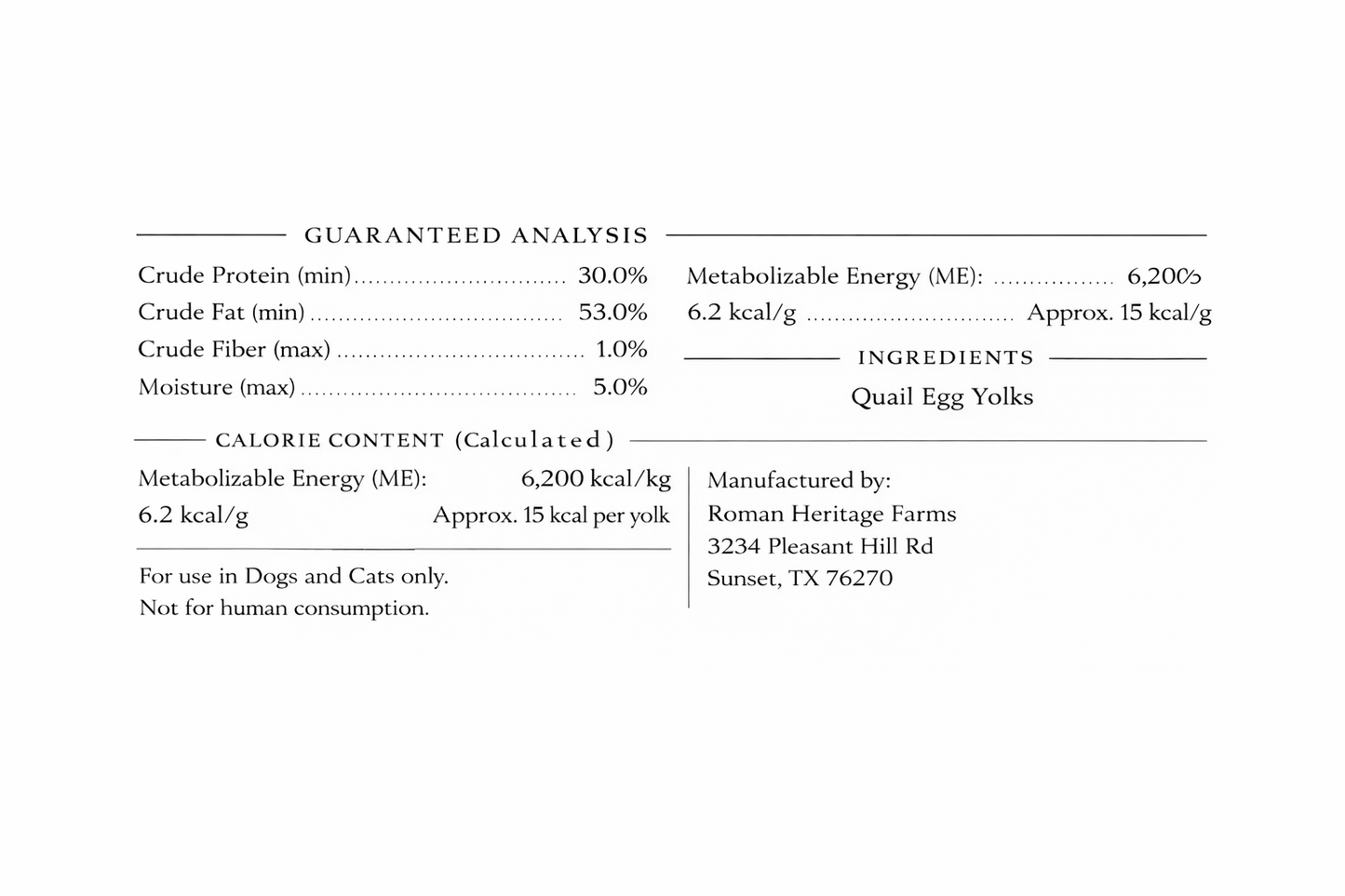 Freeze Dried Quail Egg Yolks Pet Treats
