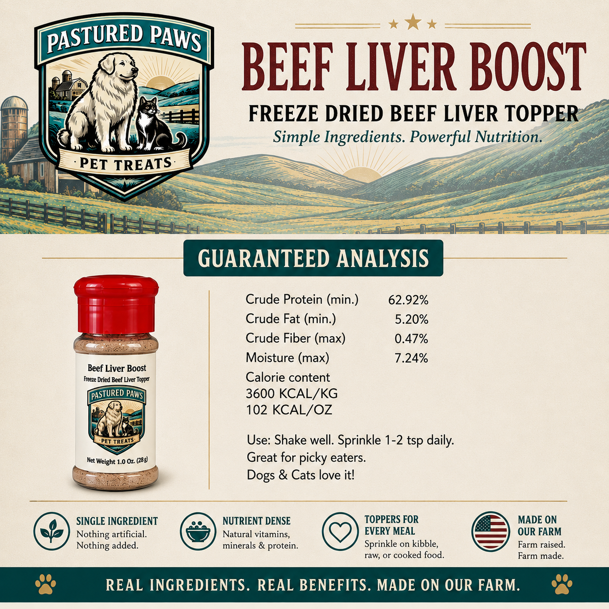 Freeze-Dried Beef Liver Topper for Dogs & Cats