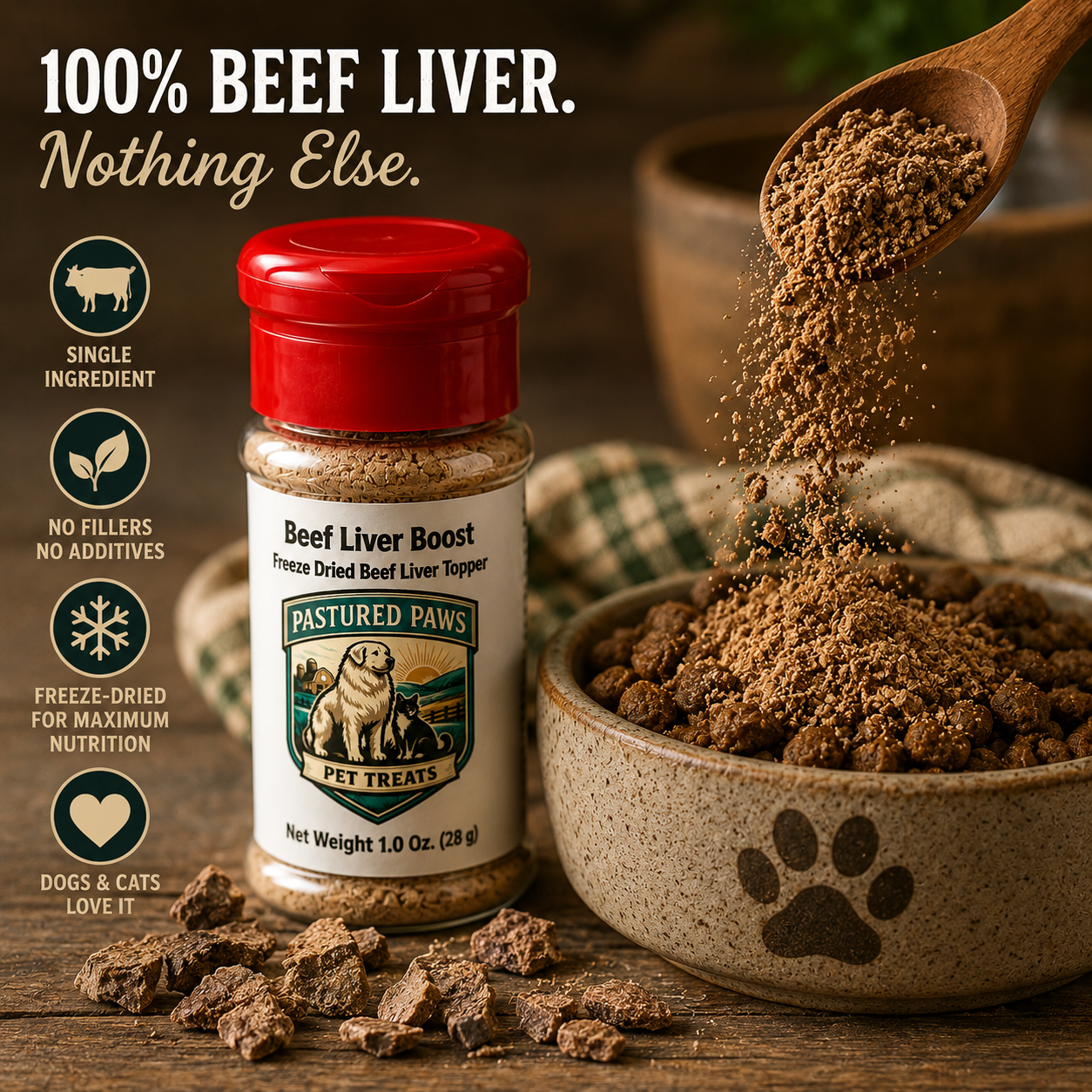 Freeze-Dried Beef Liver Topper for Dogs & Cats