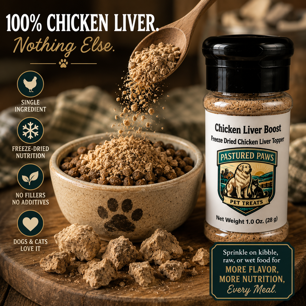Freeze-Dried Chicken Liver Topper for Dogs & Cats