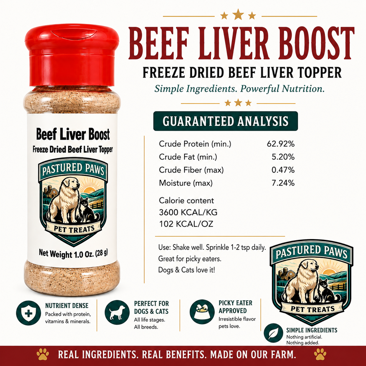 Freeze-Dried Beef Liver Topper for Dogs & Cats