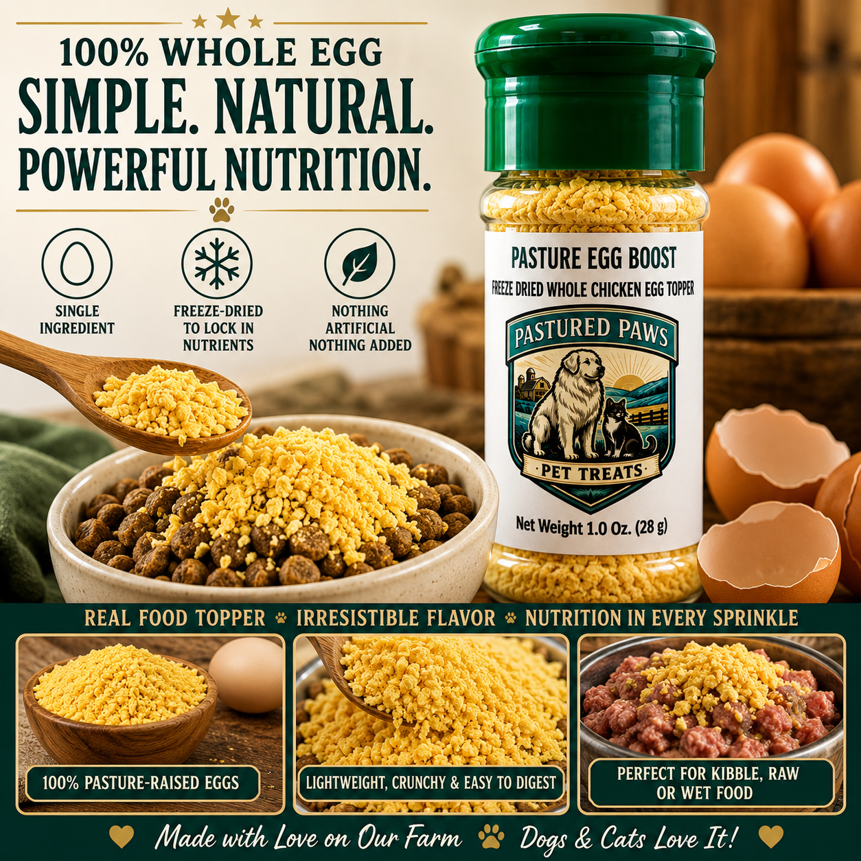 Freeze-Dried Pasture Egg Boost for Dogs & Cats