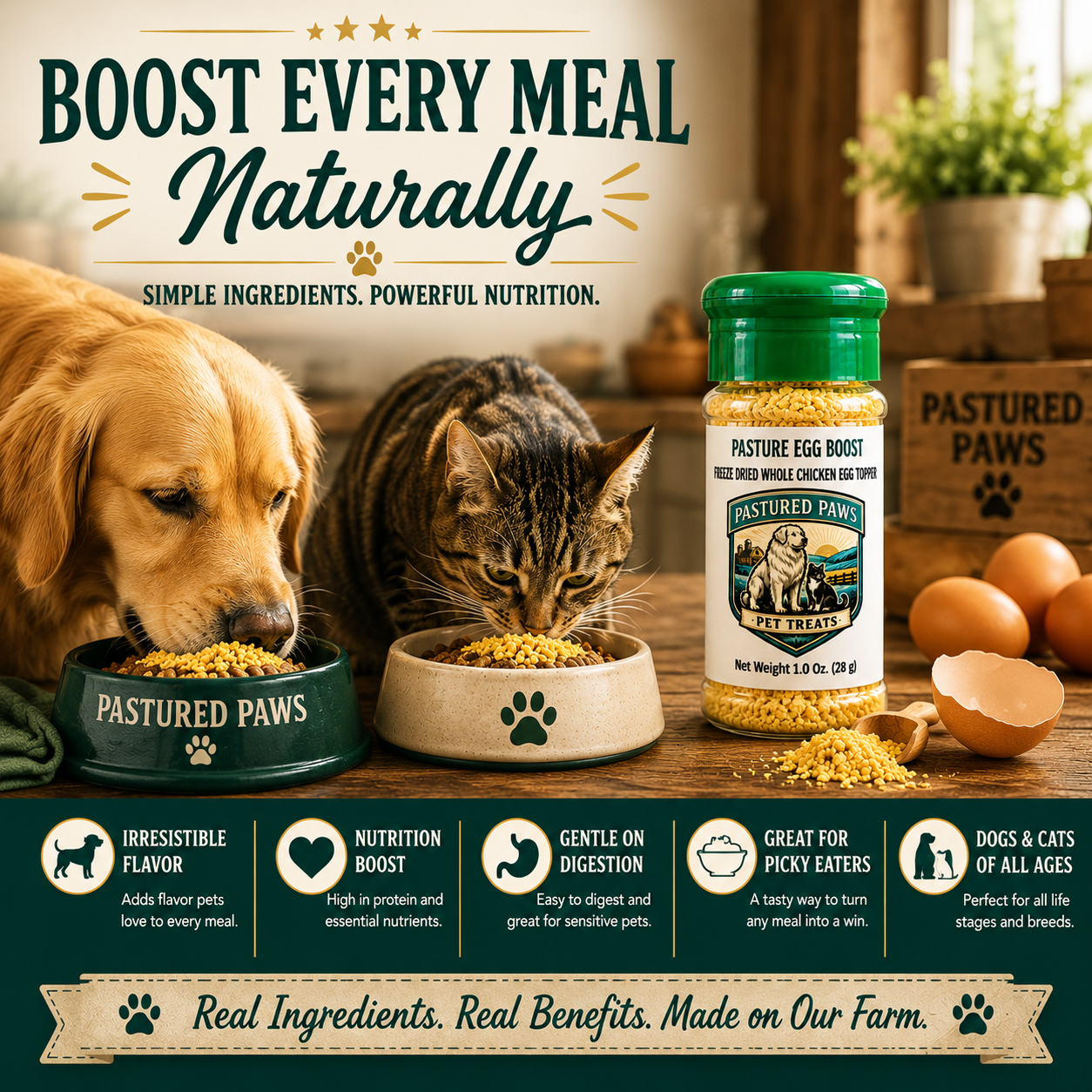 Freeze-Dried Pasture Egg Boost for Dogs & Cats