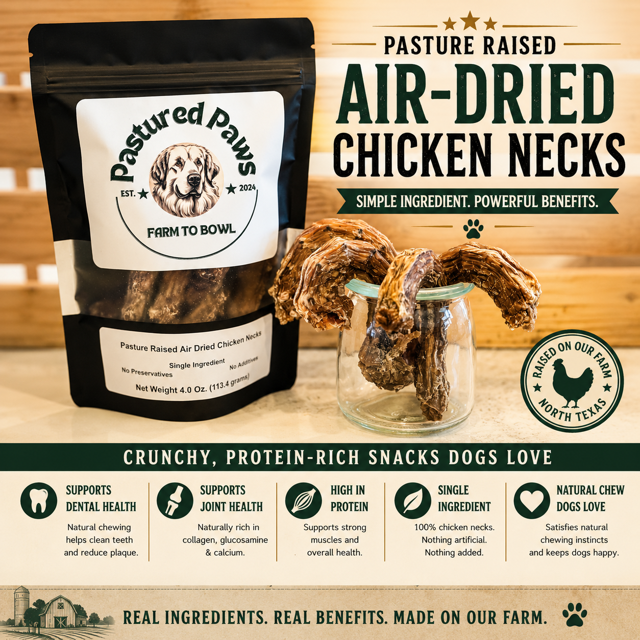 Air-Dried Chicken Necks for Dogs & Cats