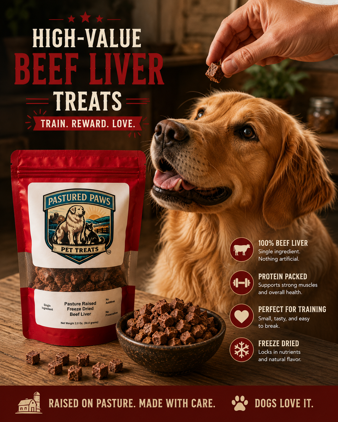 Freeze-Dried Beef Liver Treats for Dogs & Cats